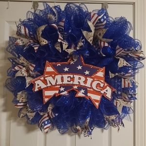 Patriotic Deco Mesh Wreath